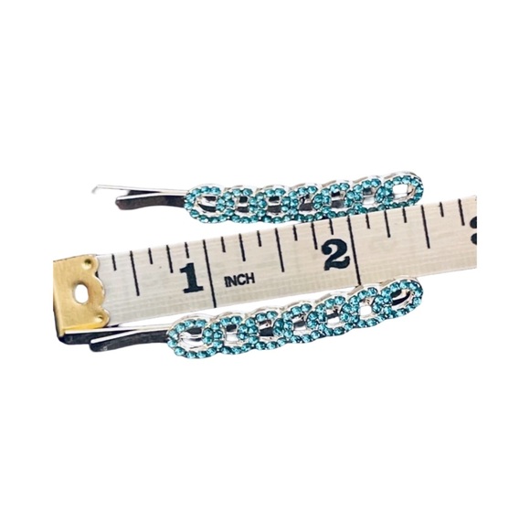 Sparkling Blue Crystal Rhinestone Hair Clips - Picture 2 of 3